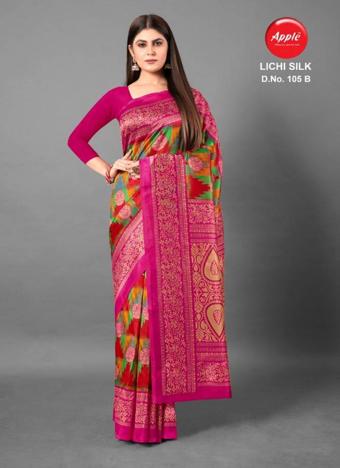 Apple Lichi Silk 105 Latest Fancy Designer Ethnic Regular Wear Art Silk Saree Collection 